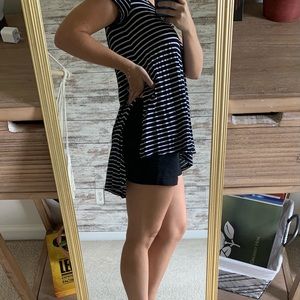 Black and white striped tee.